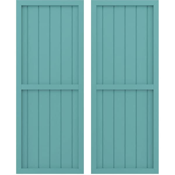 Ekena Millwork Americraft 6-Board Exterior Wood 2 Equal Panel Framed Board-n-Batten Shutters, ARW101BF621X56PTH, PR ARW101BF621X56PTH - main